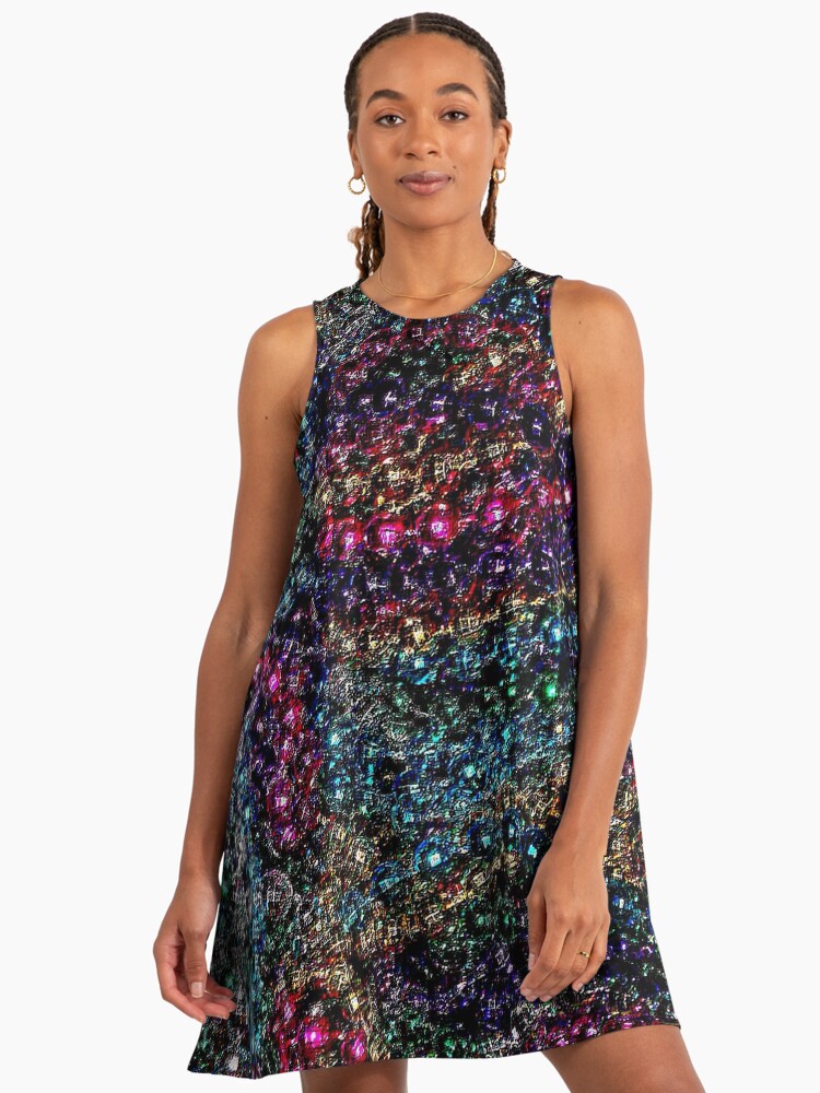 Mardi Gras : New Orleans Celebration Beads Print Mardi Gras A-Line Dress