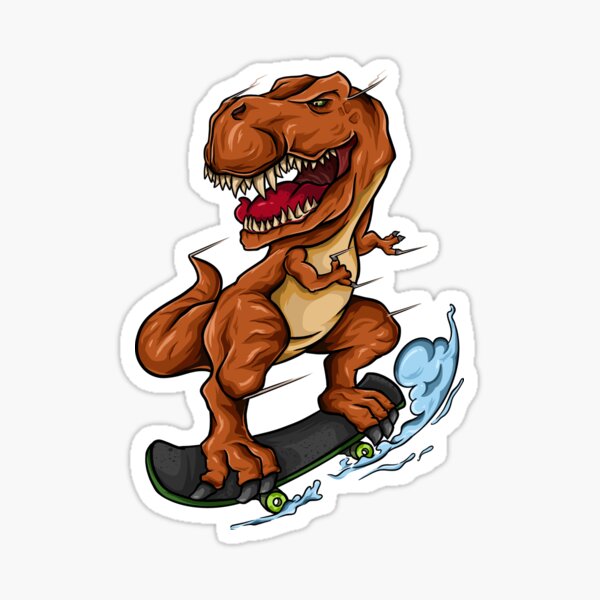 Skateboarding Dinosaur Stickers | Redbubble