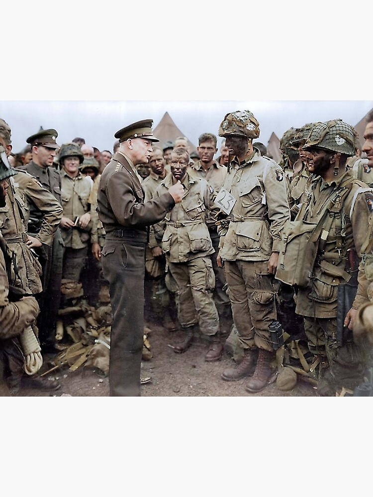 Discover General Dwight D. Eisenhower addresses American paratroopers prior to D-Day Premium Matte Vertical Poster
