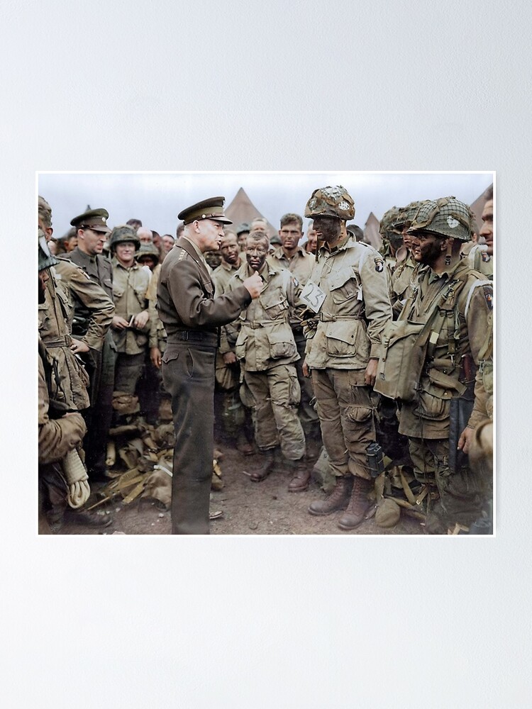 Póster «El general Dwight D. Eisenhower se dirige a los paracaidistas  estadounidenses antes del Día D» de ggjk | Redbubble