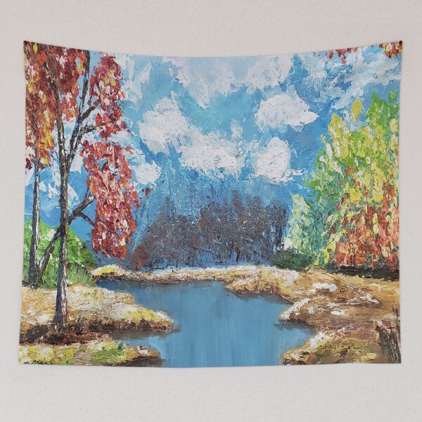 Item preview, Autumn Leaves in Forest with River designed and sold by LivingArtBrenda.