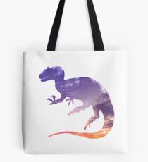 Purple Sky Allosaurus Silhouette Tote Bag