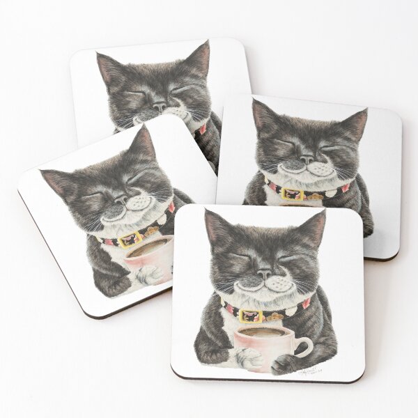Item preview, Purrfect Morning cat with coffee designed and sold by HollySimental.