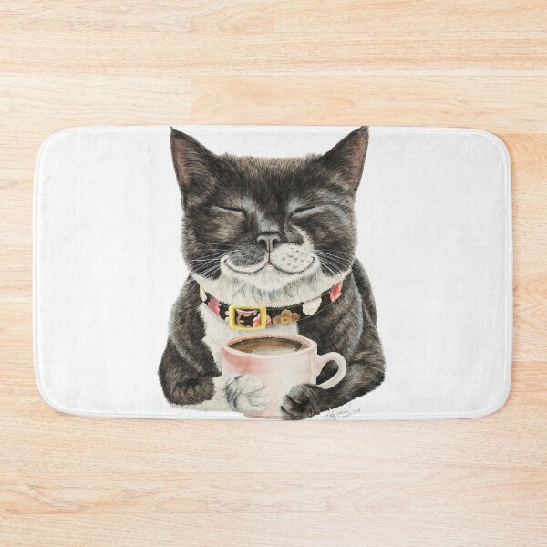 Item preview, Purrfect Morning cat with coffee designed and sold by HollySimental.