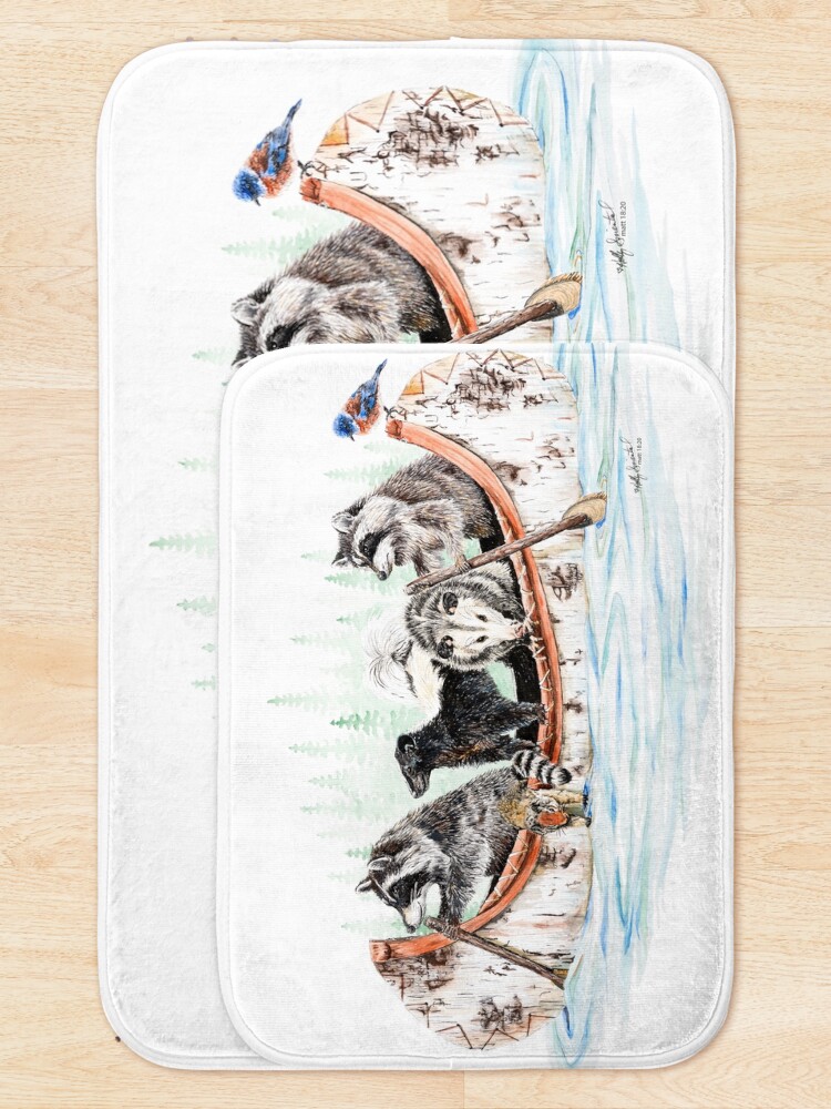Alternate view of Critter Canoe - forest animals Bath Mat