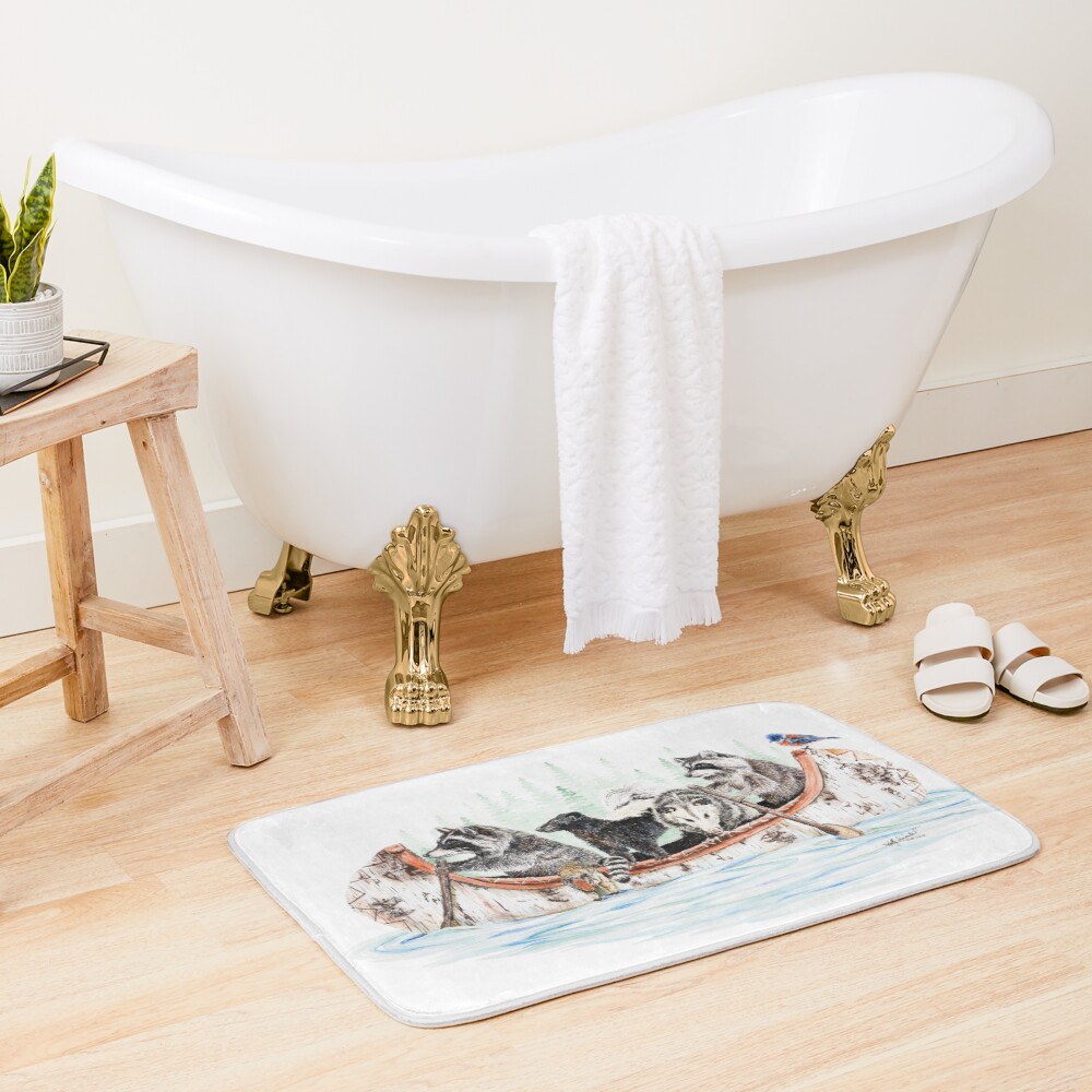 Critter Canoe - forest animals Bath Mat