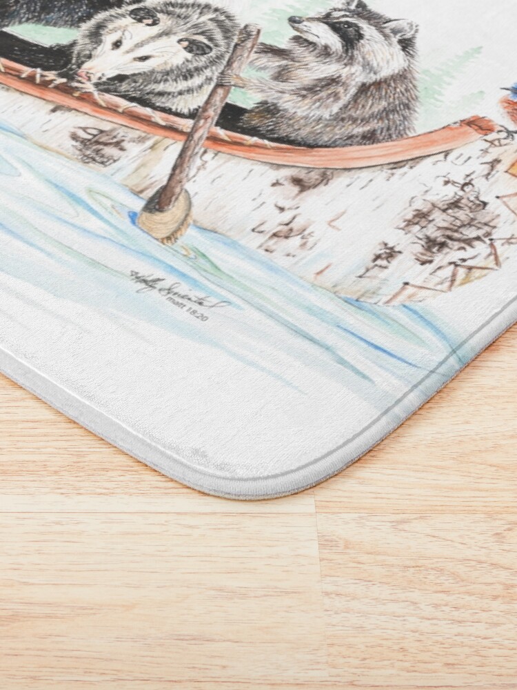Alternate view of Critter Canoe - forest animals Bath Mat