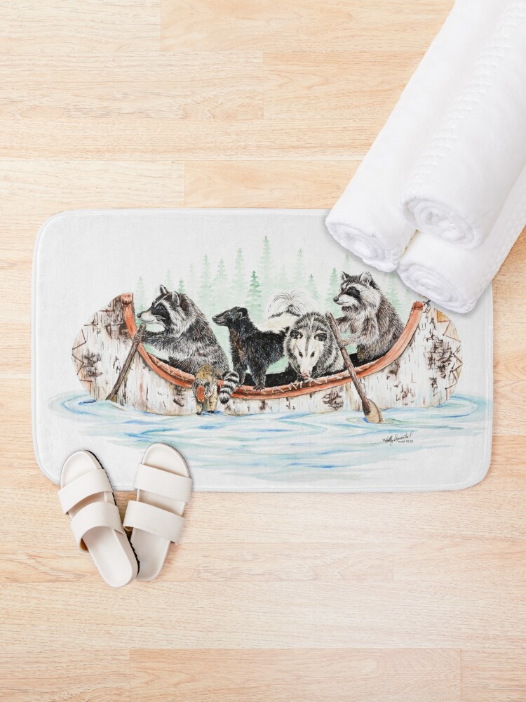 Alternate view of Critter Canoe - forest animals Bath Mat