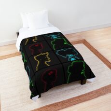 Borderlands Four Heroes Fan Art "Lumens" | Side View Profile Glowing Edges | Black Blue Yellow Green Red Comforter