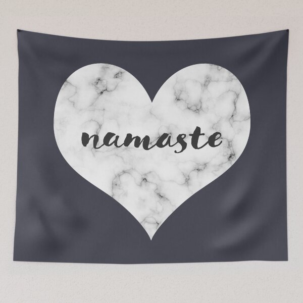 Item preview, "NAMASTE" Marble Heart | Steel Blue designed and sold by ABdigitaldesign.