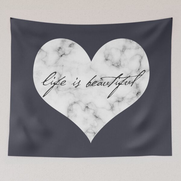 Item preview, "Life is beautiful" Marble Heart | Steel Blue designed and sold by ABdigitaldesign.