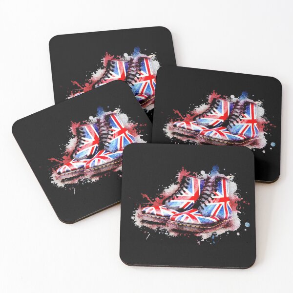 Item preview, Union Jack Dr Martens boots on black designed and sold by Retro Futurist.