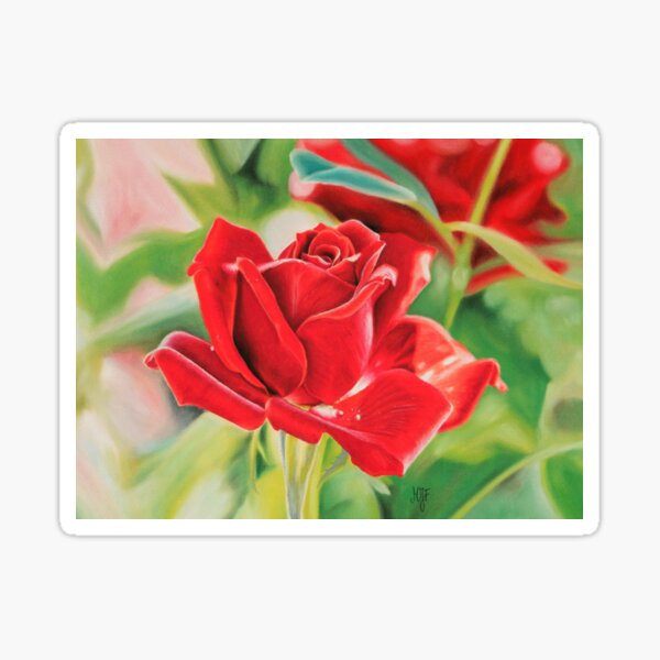 Rose rouge au pastel sec Sticker