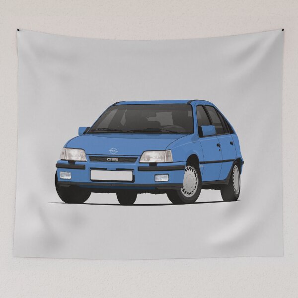 Item preview, Blue Kadett E GSi car illustration designed and sold by knappidesign.