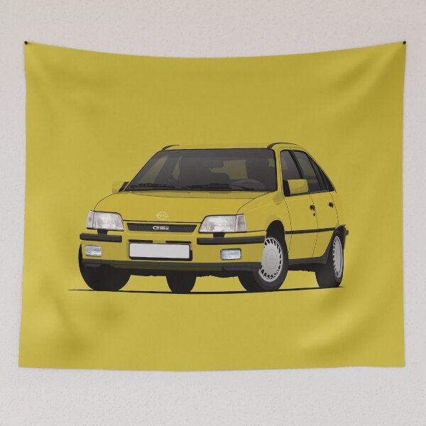 Item preview, Yellow Kadett E GSi car illustration designed and sold by knappidesign.