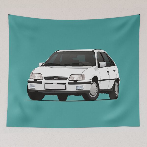 Item preview, White Kadett E GSi car illustration designed and sold by knappidesign.