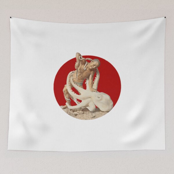 Item preview, Japanese Flag - Man Knifing a Big Octopus  designed and sold by weavernap.