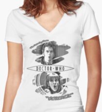 The Doctor and Donna Noble (with DW Logo) Women's Fitted V-Neck T-Shirt