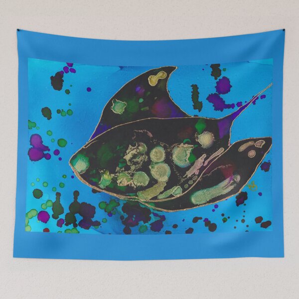 Item preview, Sting Ray Alcohol Ink Painting Digital Print designed and sold by Red Sakura Studio.