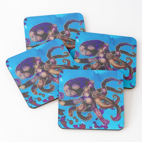 Aperçu de l'œuvre Octopus Alcohol Ink Painting Impression numérique créée et vendue par Red Sakura Studio.