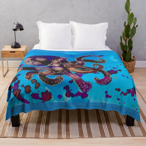Aperçu de l'œuvre Octopus Alcohol Ink Painting Impression numérique créée et vendue par Red Sakura Studio.