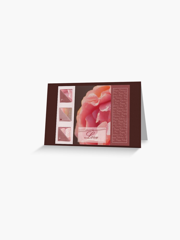 Thumbnail 1 of 2, Greeting Card, Happy Valentine's day - Pink rose - card designed and sold by steppeland.