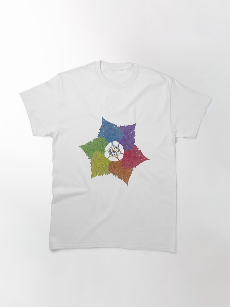Thumbnail 2 of 7, Classic T-Shirt, Rainbow Mandala of Heart Shaped Leaves - Core Hearts designed and sold by Warren Paul Harris.