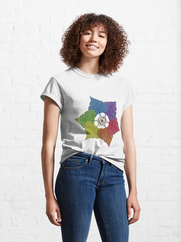 Thumbnail 4 of 7, Classic T-Shirt, Rainbow Mandala of Heart Shaped Leaves - Core Hearts designed and sold by Warren Paul Harris.