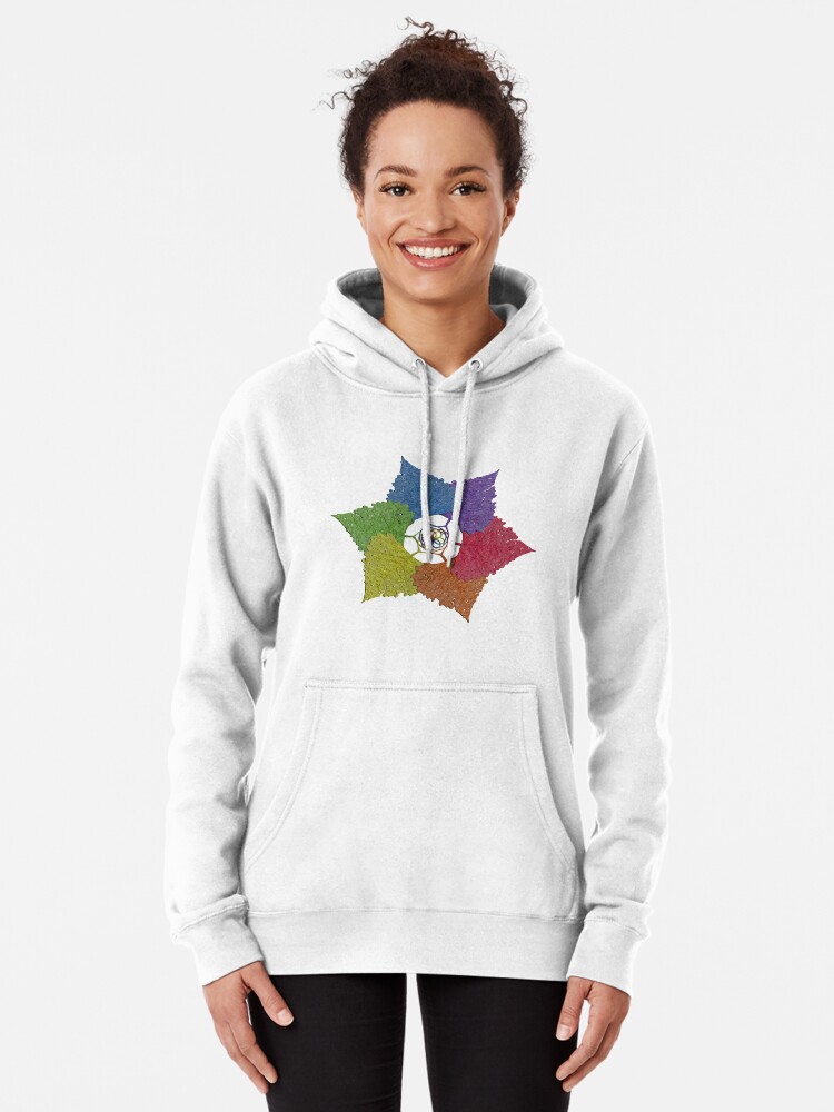 Thumbnail 1 of 5, Pullover Hoodie, Rainbow Mandala of Heart Shaped Leaves - Core Hearts designed and sold by Warren Paul Harris.