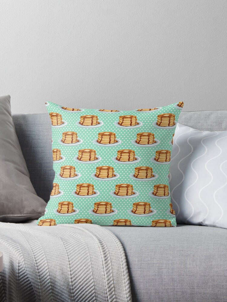 Thumbnail 1 of 3, Throw Pillow, Pancakes with Maple Syrup Pattern designed and sold by tanyadraws.