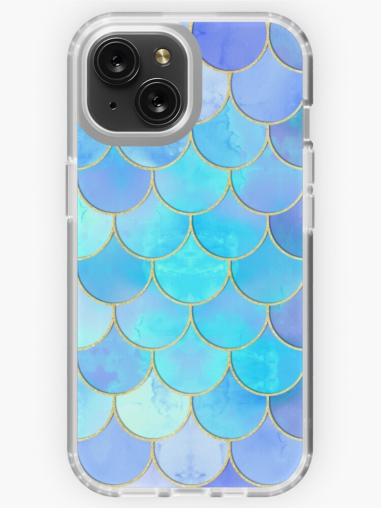 Aqua Pearlescent Gold Mermaid Scale Pattern