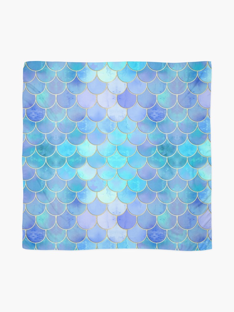 Alternate view of Aqua Pearlescent & Gold Mermaid Scale Pattern Scarf