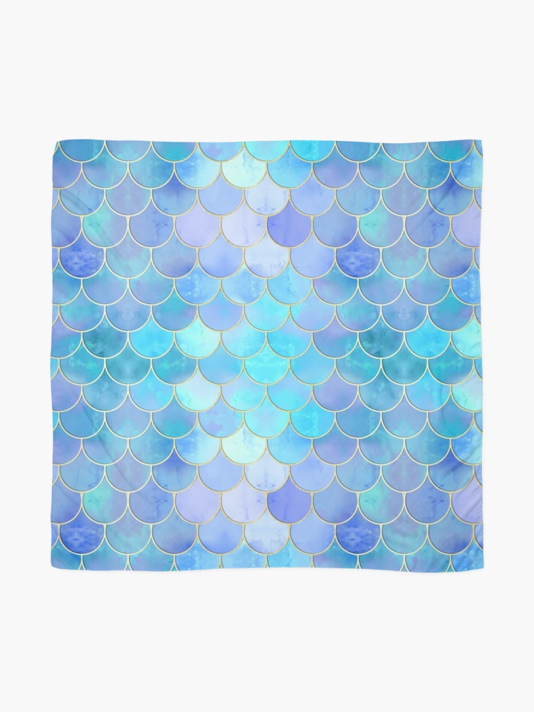 Aqua Pearlescent & Gold Mermaid Scale Pattern Table Runner by