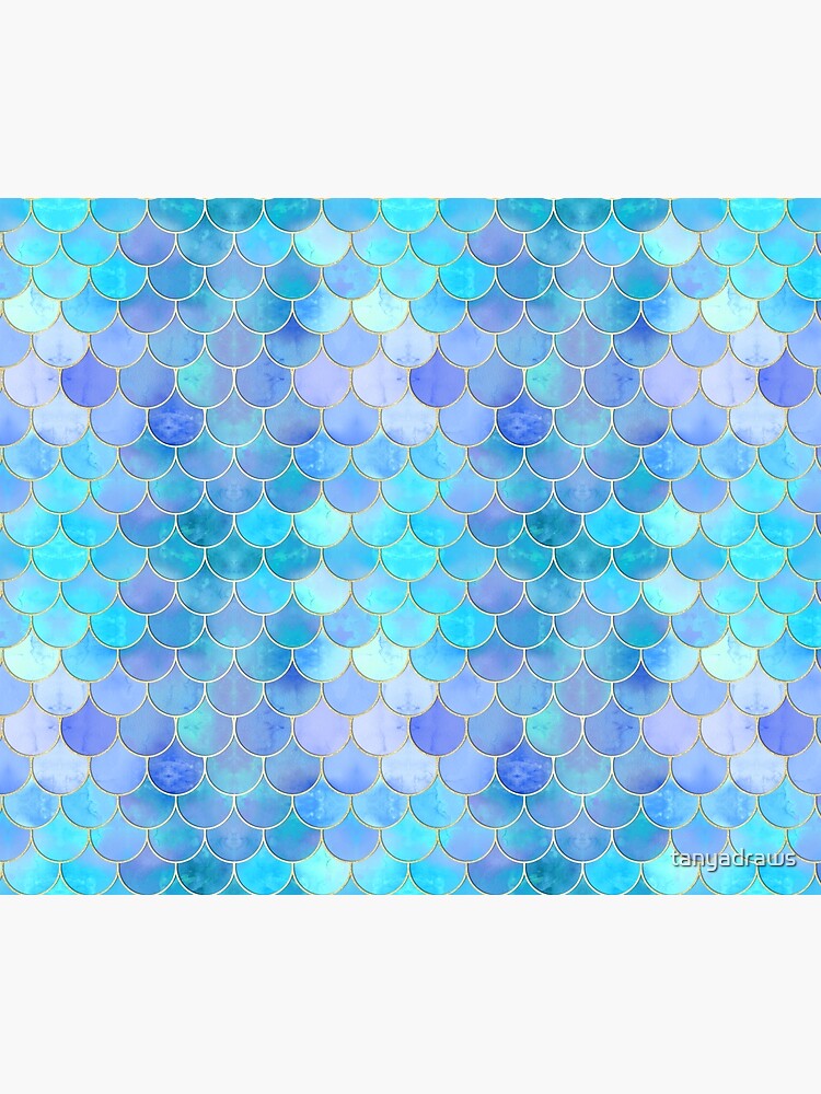 Discover Aqua Pearlescent & Gold Mermaid Scale Pattern | Shower Curtain