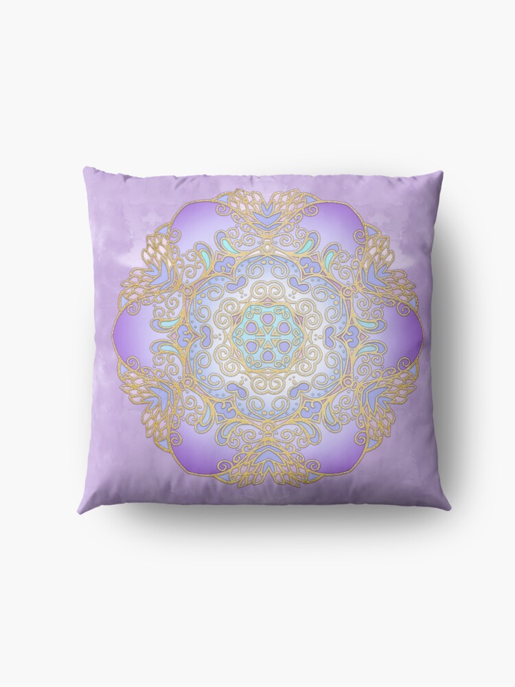 Alternate view of Purple & Gold Watercolour Mandala Floor Pillow