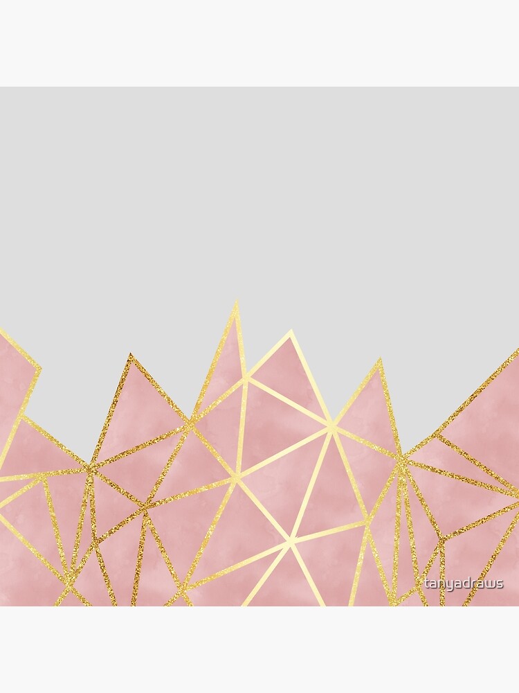 Thumbnail 3 of 3, Throw Pillow, Pink Geometric & Gold designed and sold by tanyadraws.