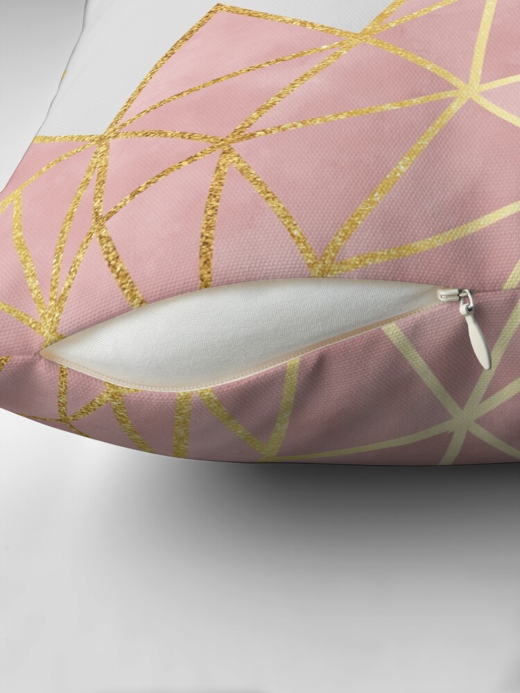 Thumbnail 2 of 4, Pillow, Pink Geometric & Gold designed and sold by tanyadraws.