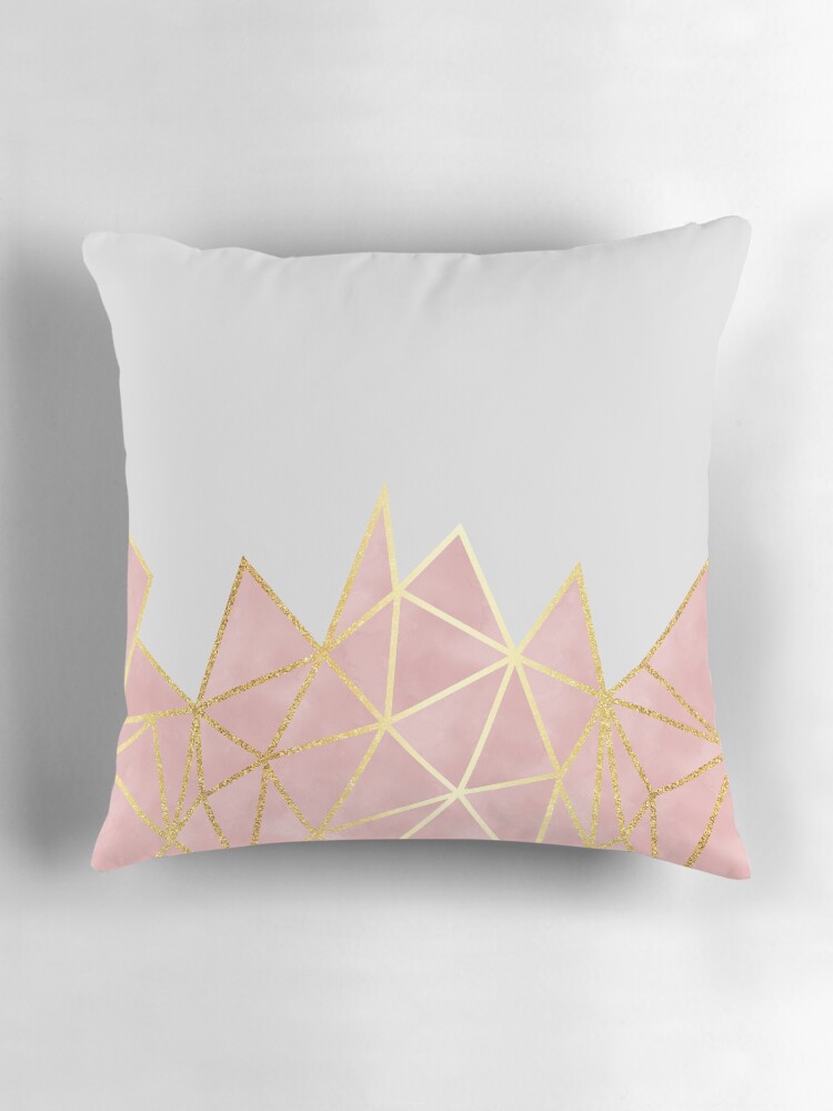 Thumbnail 3 of 4, Pillow, Pink Geometric & Gold designed and sold by tanyadraws.