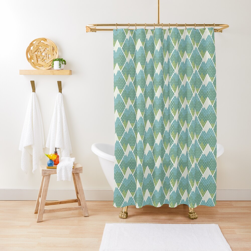 Geometric Mountain Pattern Shower Curtain