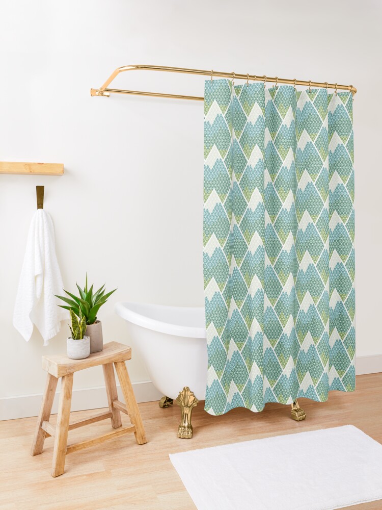 Alternate view of Geometric Mountain Pattern Shower Curtain