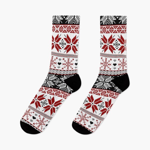 Item preview, Red and Black Winter Fair Isle Pattern designed and sold by tanyadraws.