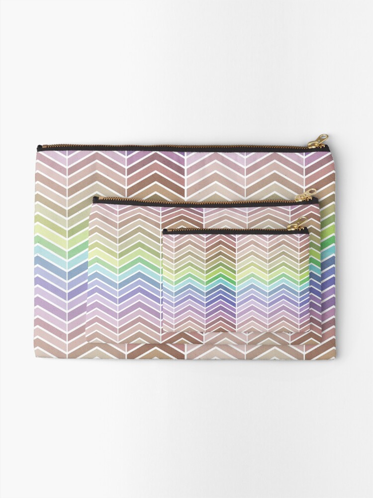 Alternate view of Rainbow and Textured Chevron Pattern Zipper Pouch