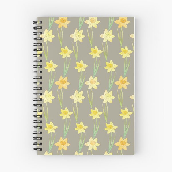 Item preview, Yellow Watercolour Stemmed Daffodil Pattern on Khaki  designed and sold by tanyadraws.