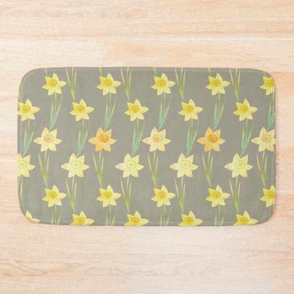 Item preview, Yellow Watercolour Stemmed Daffodil Pattern on Khaki  designed and sold by tanyadraws.