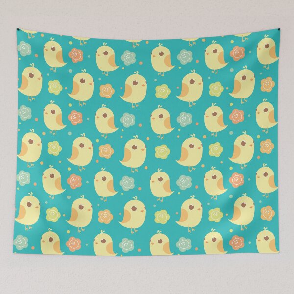 Aperçu de l'œuvre Cute Chicks & Flowers Pattern créée et vendue par tanyadraws.