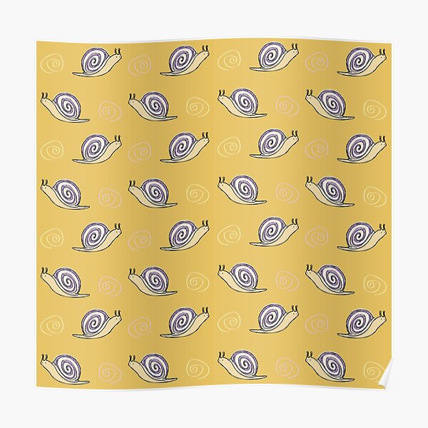 Illustrated Snail and Swirls Pattern Poster