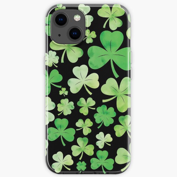 St Patricks Day Green Watercolour Shamrock Pattern iPhone Soft Case