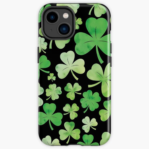 St Patricks Day Green Watercolour Shamrock Pattern iPhone Tough Case