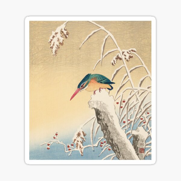 Kingfisher in the snow Sticker