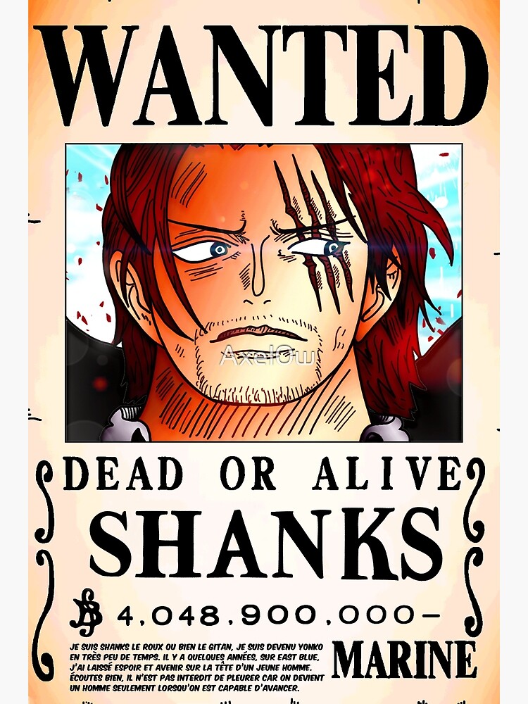 Wanted Poster Yonko Shanks 4 0 Billion Berrys One Piece Greeting Card By Axel0w Redbubble